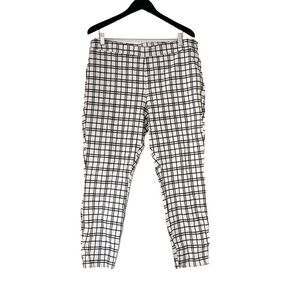 Nanette Lapore White Black Large Windowpane Pattern Legging Pants